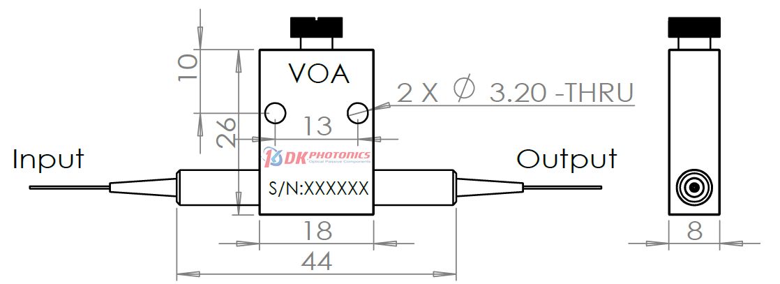 532nm single mode Mechanical Variable Optical Attenuator